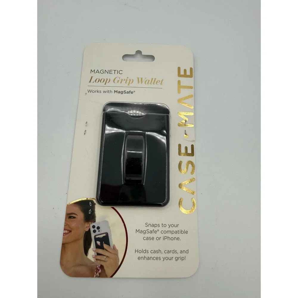 Case-Mate Magnetic Loop Grip Wallet Unisex OS Black New MagSafe Card Holder‎